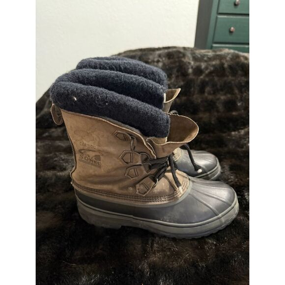 SOREL Caribou fleece-trimmed nubuck and rubber snow boots Sz 11 main image 5